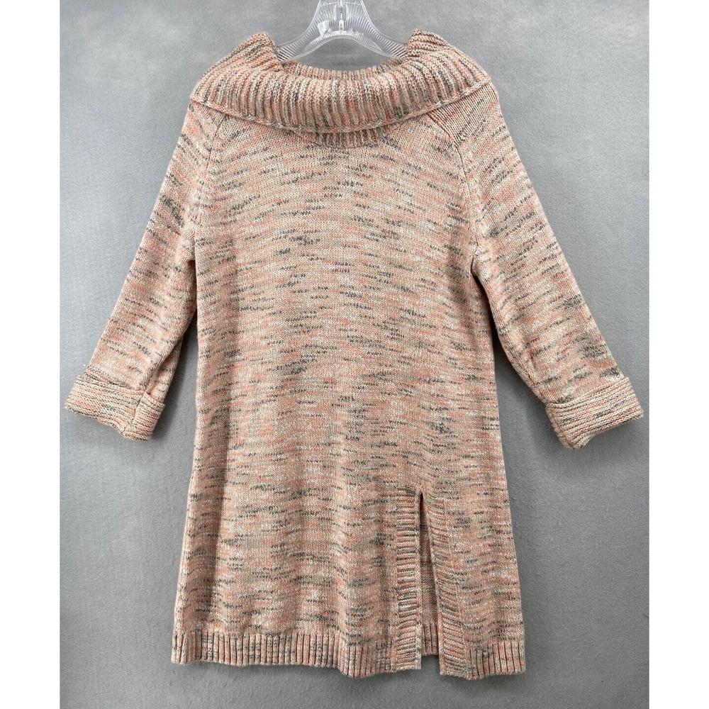 Pure Jill Dress Womens Medium Sweater Knit Long Sleeve Pink Green Cowl Neck